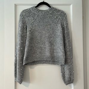 Urban Outfitters UO Grey Knit Pearl Sweater